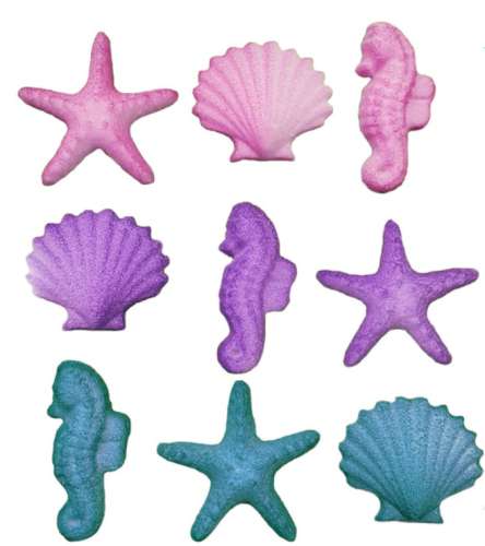 Seahorse and Seashell Icing Decorations - Click Image to Close